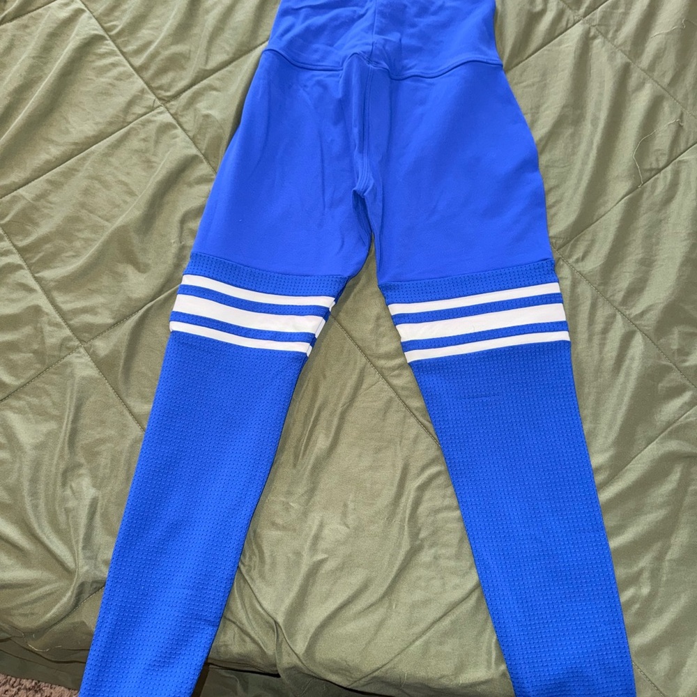 Bombshell Sportswear Blue and White Athletic Leggings